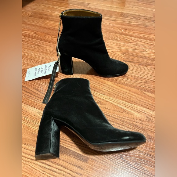 Stella McCartney Velvet Suede Block Black Boots size woman US 9 (euro 40) w/ box - Picture 2 of 11